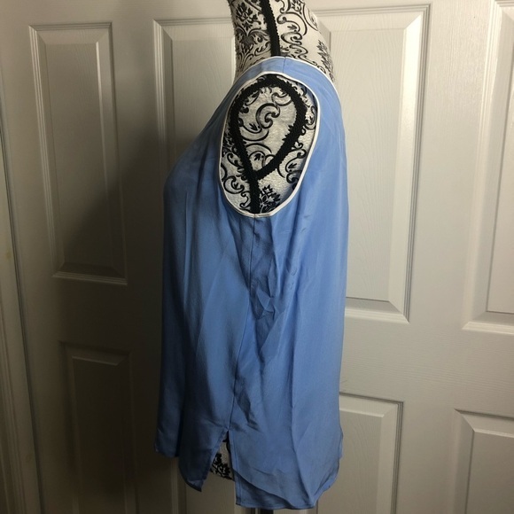 Bob Mackie Blue Flower Sleeveless Silk Top S - Picture 2 of 4